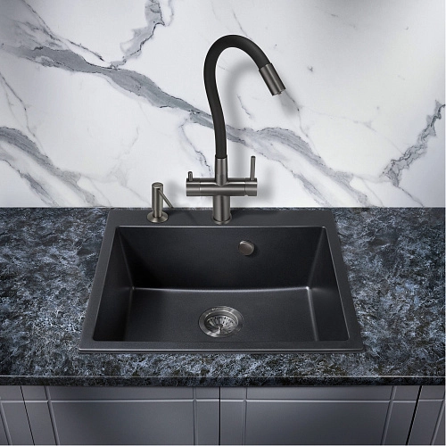 Смеситель для кухни Milacio Ultra 560 (MCU.560.GM) под фильтр, вороненая сталь Смеситель для кухни Milacio Ultra 560 (MCU.560.GM) под фильтр, вороненая сталь