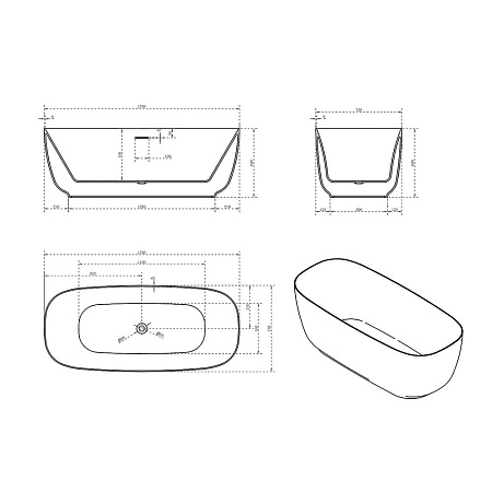 Акриловая ванна Vincea VBT-631, 1700x750x600 акриловая, цвет белый, слив-перелив в комплекте, белый