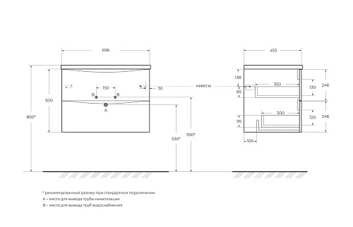 Тумба под раковину BelBagno MARINO-CER-N-700-2C-SO-BL-P подвесная Тумба под раковину BelBagno MARINO-CER-N-700-2C-SO-BL-P подвесная