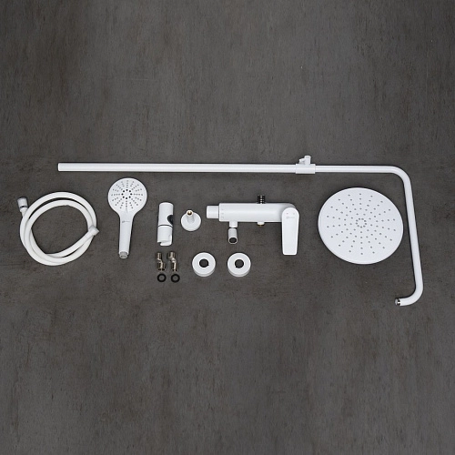 Душевая система Lemark Bronx LM3762MW с регулируемой высотой штанги, белый/матовый Душевая система Lemark Bronx LM3762MW с регулируемой высотой штанги, белый/матовый