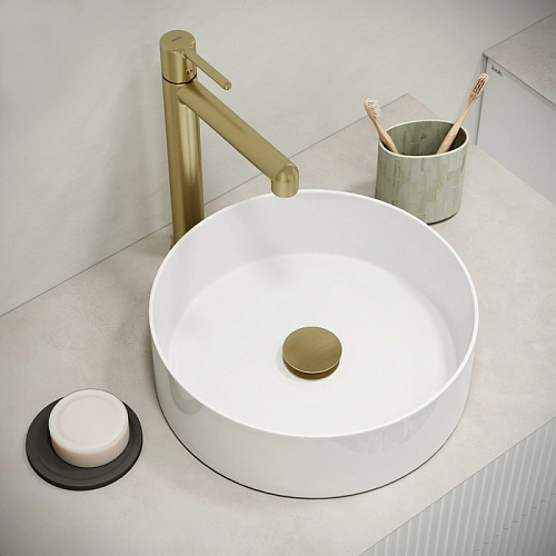 Донный клапан IDDIS Slide (SLIMG1Wi88) с переливом, матовое золото, Донный клапан IDDIS Slide (SLIMG1Wi88) с переливом, матовое золото,