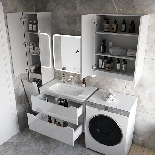 Тумба под раковину Style Line Марелла 80 Люкс антискрейтч белый глянец, PLUS подвесная СС-00002411 Тумба под раковину Style Line Марелла 80 Люкс антискрейтч белый глянец, PLUS подвесная СС-00002411