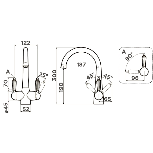 Смеситель для кухни Omoikiri Okinawa-2-AB 4994254 Смеситель для кухни Omoikiri Okinawa-2-AB 4994254