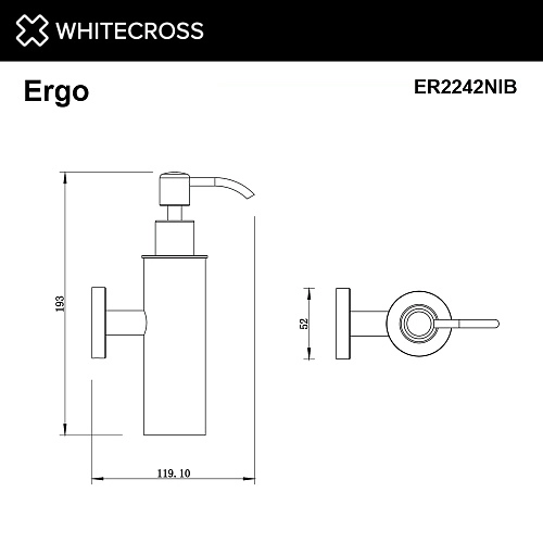 Дозатор жидкого мыла WHITECROSS Ergo ER2242NIB брашированный никель Дозатор жидкого мыла WHITECROSS Ergo ER2242NIB брашированный никель