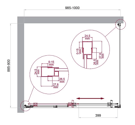 Душевой уголок BelBagno LUCE-AH-1-100/90-C-Cr