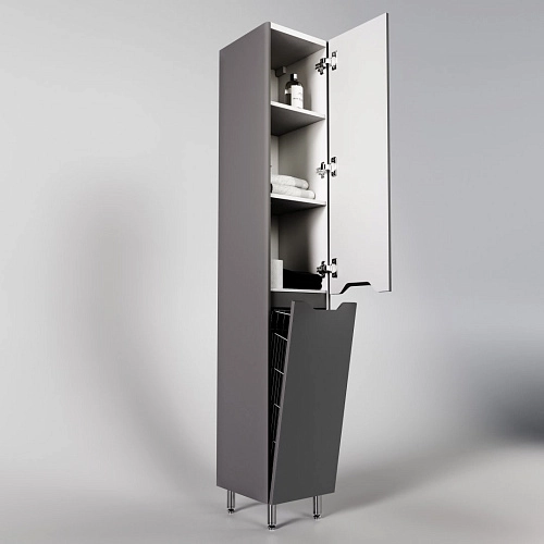 Шкаф-пенал Style Line Марелла с корзиной, Люкс антискрейтч серый, PLUS СС-00002420 Шкаф-пенал Style Line Марелла с корзиной, Люкс антискрейтч серый, PLUS СС-00002420