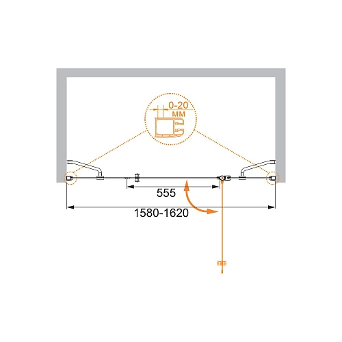 Душевая дверь CEZARES ELENA-W-B-13-40+60/60-P-Cr-R 160см стекло рифленое, профиль хром Душевая дверь CEZARES ELENA-W-B-13-40+60/60-P-Cr-R 160см стекло рифленое, профиль хром