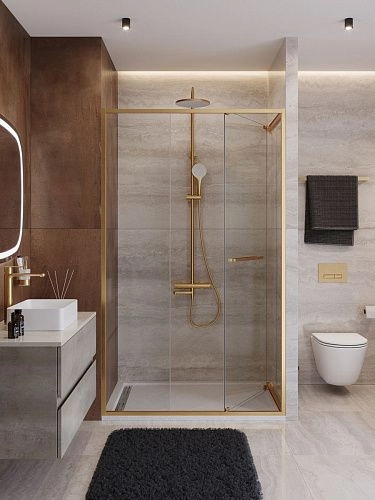 Душевая дверь CEZARES LUX-B-FS-11-120-C-BORO 120 см, профиль брашированное золото, стекло прозрачное Душевая дверь CEZARES LUX-B-FS-11-120-C-BORO 120 см, профиль брашированное золото, стекло прозрачное