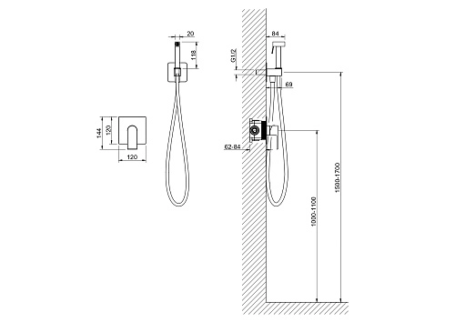 Гигиенический душ Aquatek ЛИРА AQ1419MB Черный матовый, встраиваемый Гигиенический душ Aquatek ЛИРА AQ1419MB Черный матовый, встраиваемый