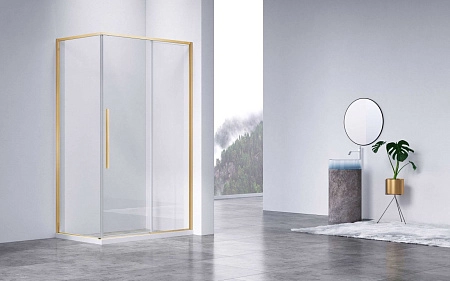 Душевой уголок Vincea Slim-N VSR-4SN8012CLG, 1200x800, брашированное золото, стекло прозрачное