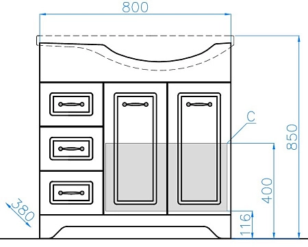 Тумба под раковину Style Line Олеандр-2 82 (3 ящ.) под раковину Коралл 82 левый, Люкс, карпатская ел ЛС-000010028 Тумба под раковину Style Line Олеандр-2 82 (3 ящ.) под раковину Коралл 82 левый, Люкс, карпатская ел ЛС-000010028