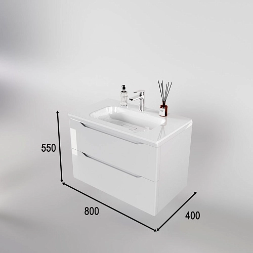Тумба под раковину Style Line Марелла 80 Люкс антискрейтч белый глянец, PLUS подвесная СС-00002411 Тумба под раковину Style Line Марелла 80 Люкс антискрейтч белый глянец, PLUS подвесная СС-00002411