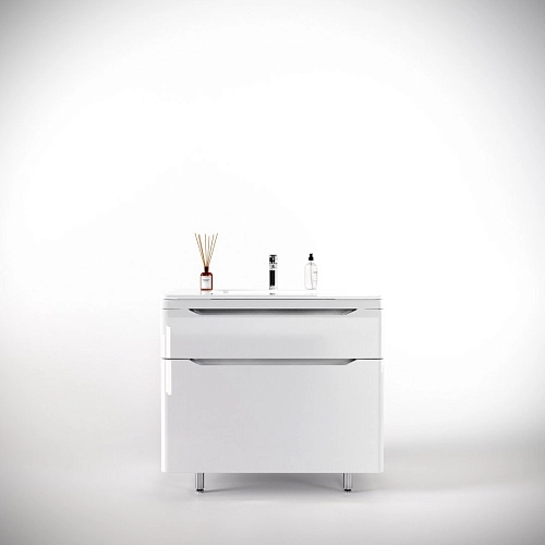 Тумба под раковину Style Line Марелла 90 Люкс антискрейтч белый глянец, PLUS напольная СС-00002417 Тумба под раковину Style Line Марелла 90 Люкс антискрейтч белый глянец, PLUS напольная СС-00002417