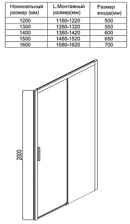 Душевая дверь Aquanet Pleasure AE60-N-150H200U-BT 150, прозрачное стекло