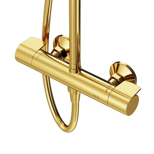Душевая система AM.PM X-Joy F0785A499 с термостатом, верхний душ 220мм, золото Душевая система AM.PM X-Joy F0785A499 с термостатом, верхний душ 220мм, золото