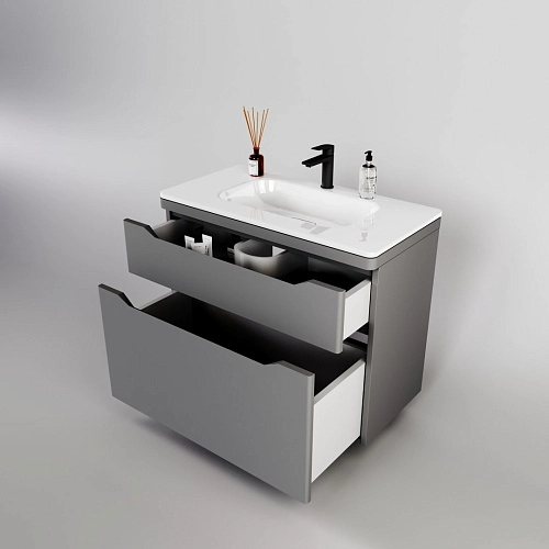 Тумба под раковину Style Line Марелла 90 Люкс антискрейтч серый, PLUS напольная СС-00002418 Тумба под раковину Style Line Марелла 90 Люкс антискрейтч серый, PLUS напольная СС-00002418