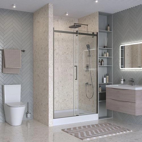 Душевая дверь BelBagno MARINO-2-BF-1-110-C-GM 110 см, профиль оружейная сталь, стекло прозрачное Душевая дверь BelBagno MARINO-2-BF-1-110-C-GM 110 см, профиль оружейная сталь, стекло прозрачное