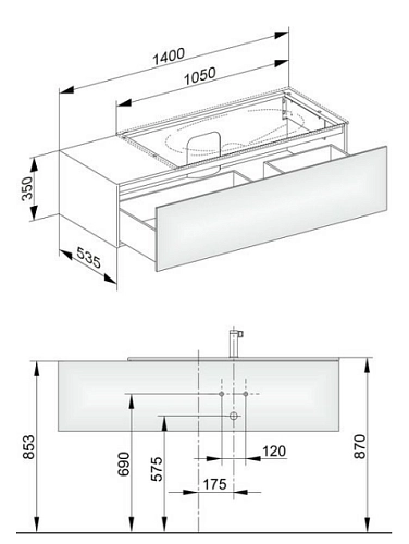 Тумба под раковину Keuco Edition 11 31164YY0000, 1400х350х535 мм Тумба под раковину Keuco Edition 11 31164YY0000, 1400х350х535 мм