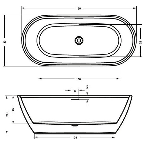 Акриловая ванна Riho Inspire FS BD0200500000000 180х80 Акриловая ванна Riho Inspire FS BD0200500000000 180х80