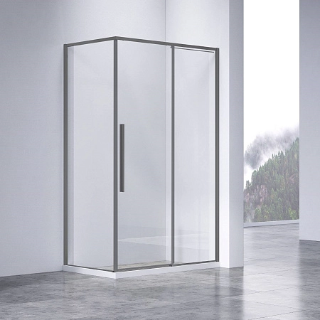 Душевой уголок Vincea Slim-N VSR-4SN8012CLGM 1200x800 вороненая сталь стекло прозрачное