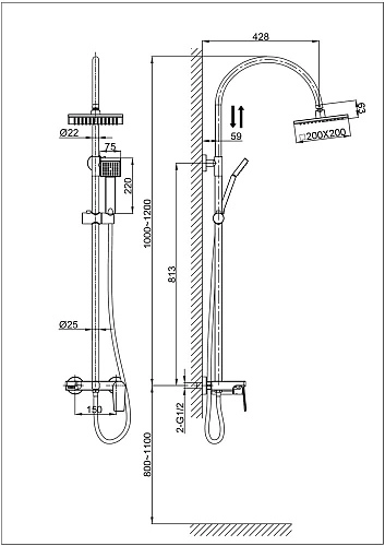 Душевая система D&K Lessing Rhein DA1323701C05 Душевая система D&K Lessing Rhein DA1323701C05