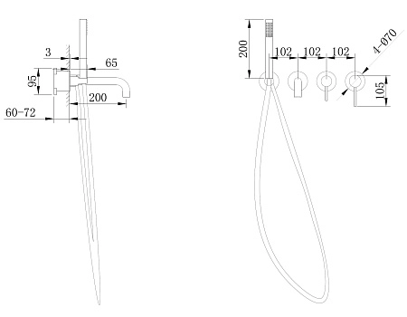 Смеситель для ванны ABBER Wasser Kreis AF8130B скрытого монтажа, черный матовый