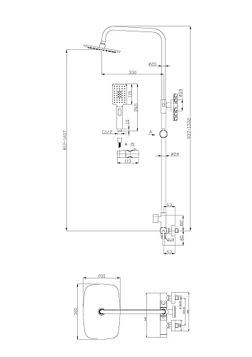 Душевая система BelBagno ACQUA ACQUA-DOCM-CRM хром Душевая система BelBagno ACQUA ACQUA-DOCM-CRM хром