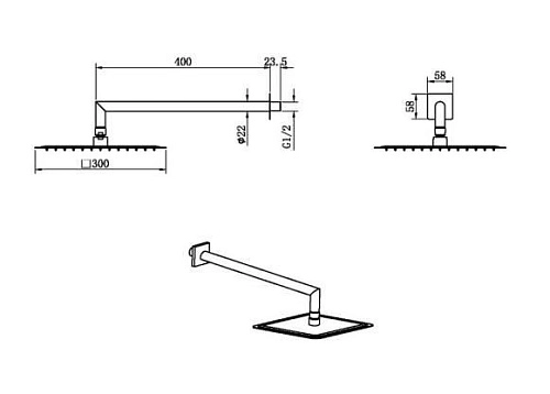 Верхний душ Boheme 421-CR Chrome 30x30cm Верхний душ Boheme 421-CR Chrome 30x30cm