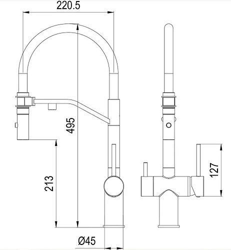 Смеситель для кухни Milacio Ultra 557 (MCU.557.GM) сталь воронёная Смеситель для кухни Milacio Ultra 557 (MCU.557.GM) сталь воронёная