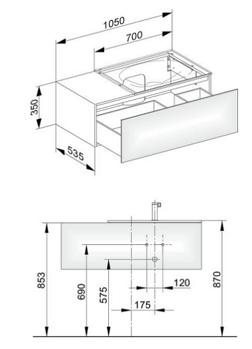 Тумба под раковину Keuco Edition 11 31154ZZ0100, 1050х350х535 мм Тумба под раковину Keuco Edition 11 31154ZZ0100, 1050х350х535 мм