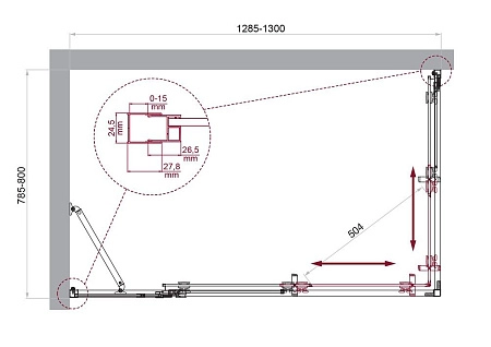 Душевой уголок BelBagno LUCE-AH-21-130/80-C-Cr