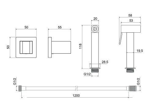 Гигиеническая лейка Aquatek AQ2053MB Черный матовый Гигиеническая лейка Aquatek AQ2053MB Черный матовый
