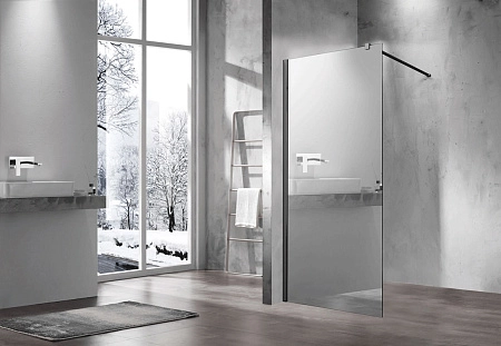 Душевая перегородка Vincea Walk-In VSW-1H100MRB, 1000x2000, черный, стекло зеркальное