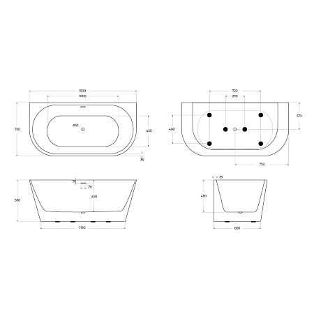 Акриловая ванна BelBagno BB710-1500-750 1500x750