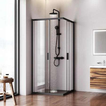 Душевой уголок AM.PM Gem W90G-403-9090BT 90x90 черный матовый, стекло прозрачное