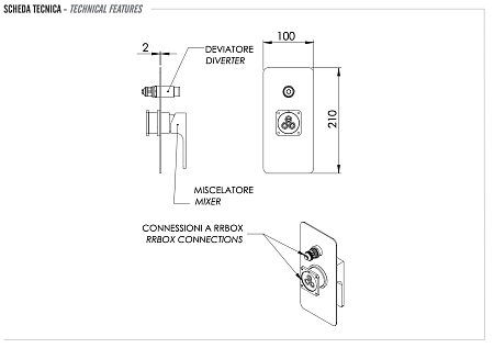Смеситель для душа Remer Absolute AU09KBVO, состаренная латунь