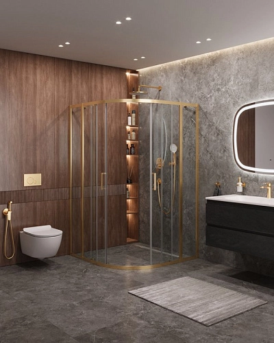 Душевой уголок CEZARES MOLVENO-R-22-100+30-C-BORO-IV цвет профиля брашированное золото стекло прозрачное 1300x1300 мм Душевой уголок CEZARES MOLVENO-R-22-100+30-C-BORO-IV цвет профиля брашированное золото стекло прозрачное 1300x1300 мм
