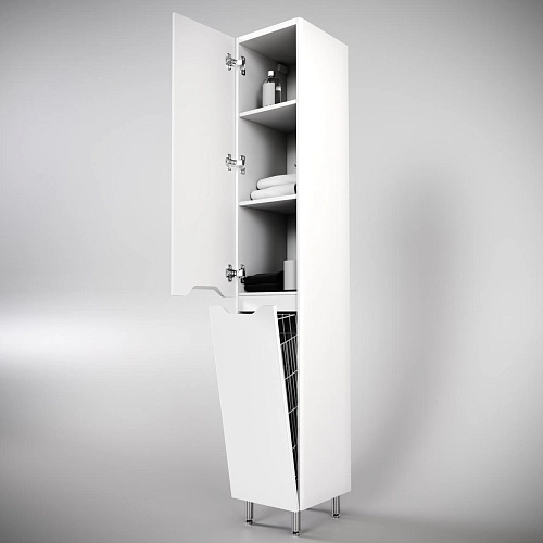 Шкаф-пенал Style Line Марелла L с корзиной, Люкс антискрейтч белый матовый, PLUS СС-00002445 Шкаф-пенал Style Line Марелла L с корзиной, Люкс антискрейтч белый матовый, PLUS СС-00002445