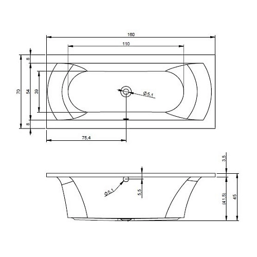 Акриловая ванна Riho Lima BB4200500000000 160x70 Акриловая ванна Riho Lima BB4200500000000 160x70