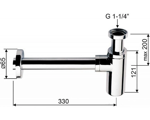 Сифон для раковины Kaiser 958Z с выпуском хром Сифон для раковины Kaiser 958Z с выпуском хром