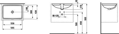 Раковина Laufen Pro 595x430 8.1196.3.000.109.1 Раковина Laufen Pro 595x430 8.1196.3.000.109.1