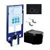 Комплект унитаза Aquatek МИЯ SET Aquatek МИЯ-MB-020 4в1 черный матовый с инсталляцией Standard INS-0000020, крепежом KKI-0000002, клавишей смыва KDI-0000020 и сиденьем микролифт