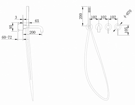 Смеситель для ванны ABBER Wasser Kreis AF8130G скрытого монтажа, золото матовое