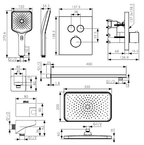 Душевая система Kaiser Sano с термостатом, скрытого монтажа белый матовый 08477-4 Душевая система Kaiser Sano с термостатом, скрытого монтажа белый матовый 08477-4