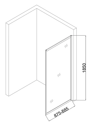 Боковая стенка Taliente 90x195см, прозрачное стекло 6мм, хром. профиль TA-09-1CP
