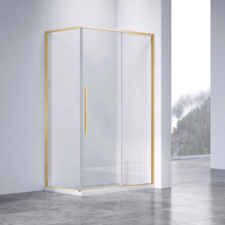 Душевой уголок Vincea Slim-N VSR-4SN8012CLG, 1200x800, брашированное золото, стекло прозрачное
