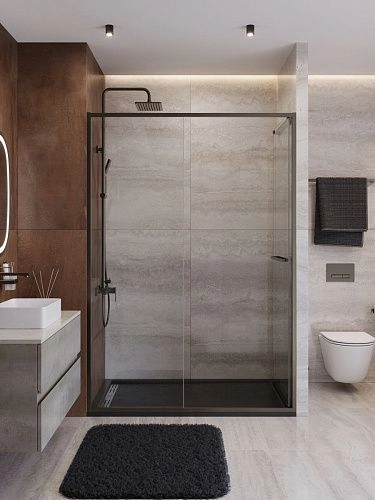 Душевая дверь CEZARES LUX-B-FS-11-140-C-GM 140 см, профиль оружейная сталь, стекло прозрачное Душевая дверь CEZARES LUX-B-FS-11-140-C-GM 140 см, профиль оружейная сталь, стекло прозрачное