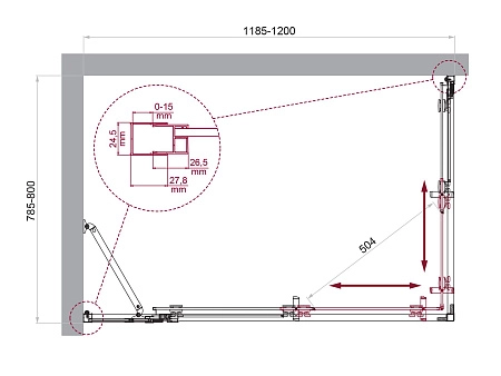 Душевой уголок BelBagno LUCE-AH-21-120/80-P-Cr