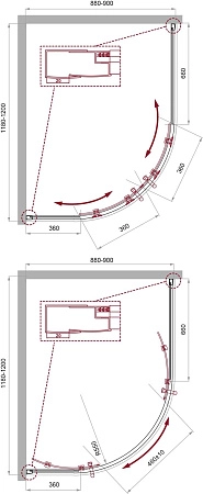 Душевой уголок BelBagno UNO-195-RH-2-120/90-C-Cr