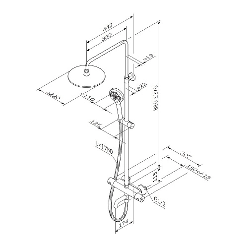 Душевая система AM.PM F0782A500 с термостатом Душевая система AM.PM F0782A500 с термостатом